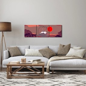 Obraz - Ilustracja góry Fuji (z zegarem) (90x30 cm)