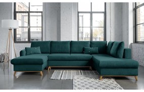 Turkusowa rozkładana sofa w kształcie litery "U" Miuform Scandic Lagom, prawostronna