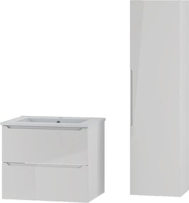 Biały Zestaw do Łazienki 60cm Szafka z Umywalką Słupek Etna