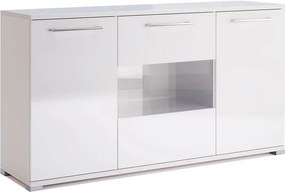 Biała duża komoda z witryną 150 cm H6-W75