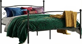 Czarne metalowe łóżko ze zdobieniami 200x200 cm H4-A46