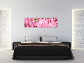 Obraz - Różowe lilie (170x50 cm)