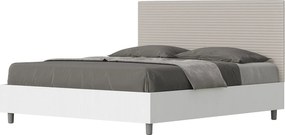 Łóżko bez stelaża 160x200 konstrukcja Frassino biała zagłówek sztucznej skóry Szaro-beżowy Level