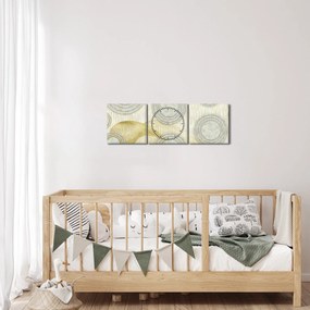 Obraz - Abstrakcja, marmurowe kręgi (z zegarem) (90x30 cm)