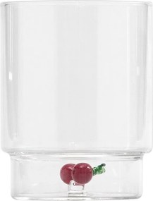 Zafferano Teca Frutta - Zestaw 6 szklanek ze szkła borokrzemianowego z wiśniami - 35 cl, kubek z podwójnym dnem, ręcznie zdobiony, łatwy do mycia