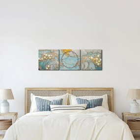 Obraz - 3D perły w oceanie (z zegarem) (90x30 cm)