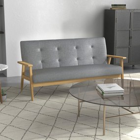 HOMCOM Trzyosobowa sofa tapicerowana, drewno kauczukowe, 154,5 x 69,5 x 73 cm, Szary