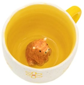 Żółto-kremowy porcelanowy kubek 350 ml Surprise Highland Cow – Sass &amp; Belle