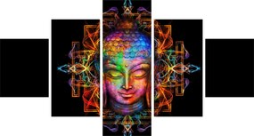 Obraz - Popiersie Buddy w neonowych kolorach (125x70 cm)