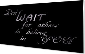 Panel szklany do Kuchni Napis w Stylu Metalicznym