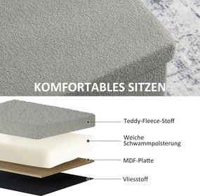 HOMCOM Skrzynka do przechowywania, pufa z miejscem i pokrywą do salonu, sypialni, korytarza, Jasnoszara