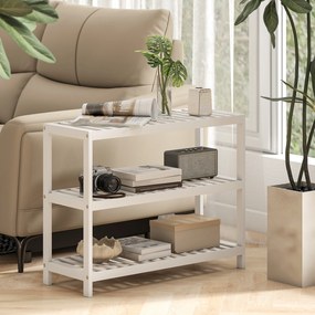 HOMCOM 3-poziomowy regał bambusowy, regał na buty, regał do przechowywania, lakierowane wykończenie, Biały