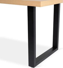 Stół Prostokątny Rozkładany EDWIN 160-260 cm Dąb Złoty/Czarny do Jadalni Nowoczesny Loft