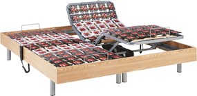 Stelaż relaksacyjny 2 × 65 płytek wykończenie drewniane dąb naturalny marki YSMÉE - 2 x 80 x 200 cm - silniki OKIN