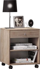 Drewniany stół nocny Rolda kółka szufladowe