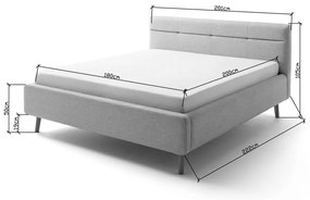 Beżowe tapicerowane łóżko dwuosobowe ze schowkiem i stelażem 180x200 cm Lotte – Meise Möbel