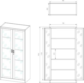 Przeszklona szafa medyczna Amelia 90x40x185 cm biała