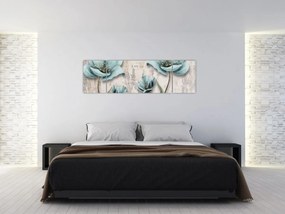 Obraz - Kwiaty na teksturze (170x50 cm)