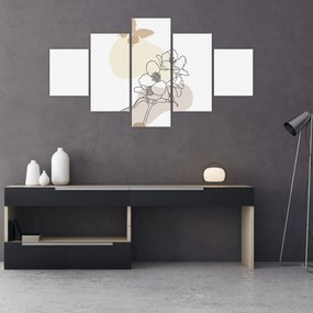 Obraz - Beżowe kwiaty z motylem N⁰3 (125x70 cm)