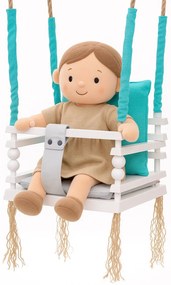 Turkusowa huśtawka dziecięca 3w1 B0-W04