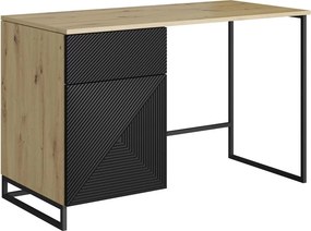 Biurko Asha 120 cm z szufladą - artisan / czarny mat / czarny stelaż