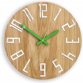 Zegar na ścianę nowoczesny drewniany z dużymi cyframi okrągły cichy loft