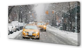 Zdjęcie na płótnie Zimowe Miasto i Samochody