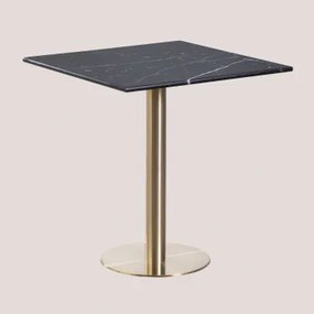 Kwadratowy Stolik Barowy Z Marmuru Cosmopolitan Marmur Nero Marquina & ↔︎ 70 Cm & Champagne Oro - Sklum