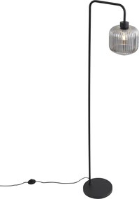 Inteligentna lampa podłogowa czarna z przydymionym szkłem z WiFi A60 - Ana