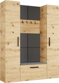 Masseno Garderoba MODULO 160,6/204/40 cm do Przedpokoju Nowoczesna Dąb Artisan