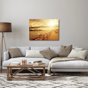 Obraz mostu z zachodem słońca (70x50 cm)