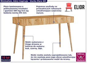 Skandynawskie biurko z szufladami dąb craft Erosa 6X