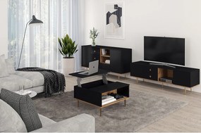 Czarny stolik kawowy Skandica HARMONI z otwieranym blatem