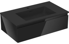 Mexen Orio szafka łazienkowa 80 cm z umywalką Otis, 1 szuflada, czarna połysk/czarna mat - 91A10-08023-1-BF70-W18M71