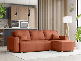 Rozkładana narożna sofa SMART COSARO terakotowa, dwustronna + 2 poduszki GRATIS