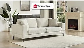 Kanapa 3-osobowa z beżową teksturowaną tapicerką - JAMOLO