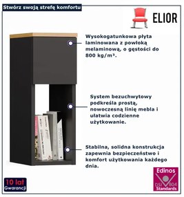 Szafka nocna z półką antracyt + dąb artisan R3-L90