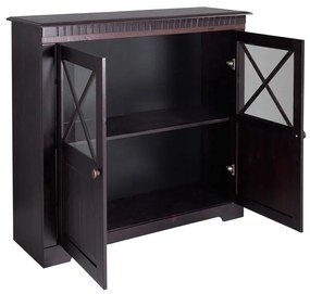Ciemnobrązowa witryna z litego drewna sosnowego 95x35 cm Lisa – Støraa