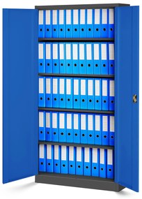 Zestaw 4x biurowa szafa metalowa na akta JAN, 900 x 1850 x 400 mm, antracytowo-niebieska