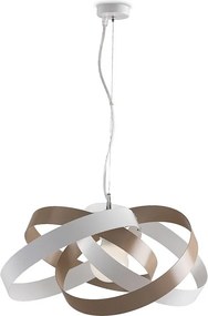 Vertigo - Lampa wisząca z żelaza lakierowanego na biało i gołębioszary kolor z regulowanym stalowym kablem, 1 lampa 125 mm - Ø54 mm - BL156-1-BT