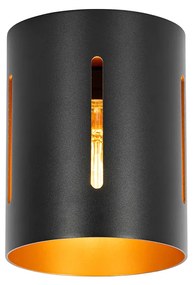 Designerska lampa sufitowa czarna ze złotym wnętrzem - Yana