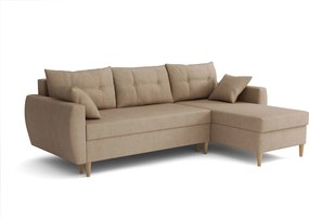 Narożnik z funkcją spania prawostronny  ROMEO L, tkanina Manila 21 beżowa, 234x156x74 cm