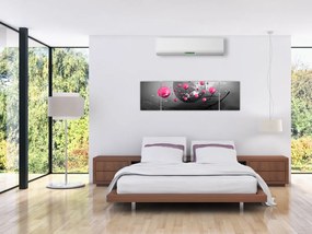 Obraz różowych abstrakcyjnych kul (170x50 cm)