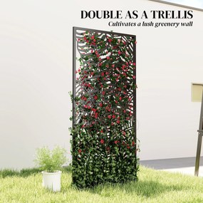 Outsunny Parawan 65 x 130 cm Wolnostojący Wiszący, Dekoracyjna Osłona z Metalu, Czarny | Aosom PL