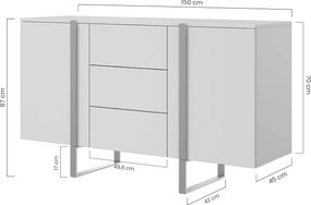 Komoda Verica 150 cm dwudrzwiowa z szufladami - dąb biszkoptowy / czarne nóżki