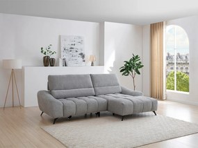 Kanapa narożna prawostronna z wysuwanym siedziskiem w szarym materiale ELOSIA