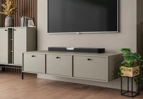 Wisząca szafka RTV Daily 180 cm 3-drzwiowa beż / eukaliptus / czarna