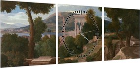 Obraz - Nicolas Poussin, Landscape with Saint John on Patmos, reprodukcje (z zegarem) (90x30 cm)