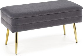 Ławka VELVA VELVET szara/złota z pojemnikiem