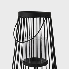 Lampion VERANO metalowa niska czarna 20x30 cm HOMLA